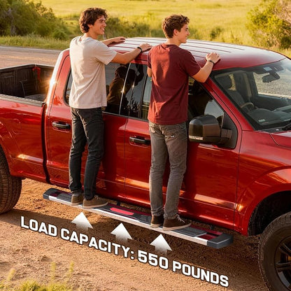 COMNOVA 6 Inch Running Boards Compatible with 2002-2008 Dodge Ram 1500 Quad Cab,2003-2009 Ram 2500 3500 Quad Cab, Non-Slip Plastic Pads Step Bars, Nerf Bars Steps Made with Stainless Steel.