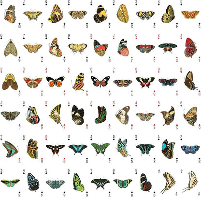 BEAUTIFUL BUTTERFLY Playing Cards (Poker Deck 54 Cards All Different) Colorful Butterflies Moths Nature Art Entomology-Inspired Vintage Designs Ideal for Collectors Gardeners and Insect Enthusiasts