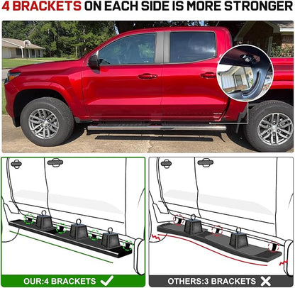 COMNOVA 6" Running Boards Compatible with 07-18 Chevy Silverado/GMC Sierra 1500 Crew Cab; 07-19 2500 3500HD. Running Boards for Silverado Crew Cab(Including in 8 Brackets with Plastic Covers)