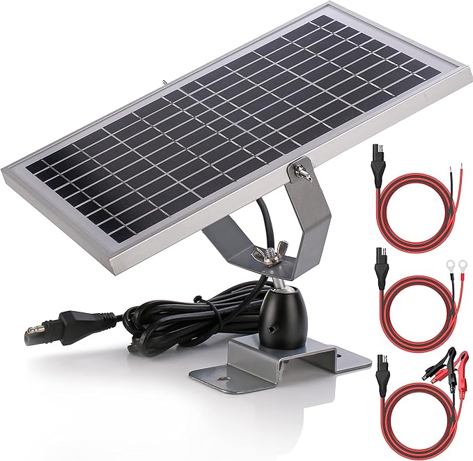 SUNER POWER 10W 12V Solar Battery Charger Maintainer, Built-in Smart MPPT