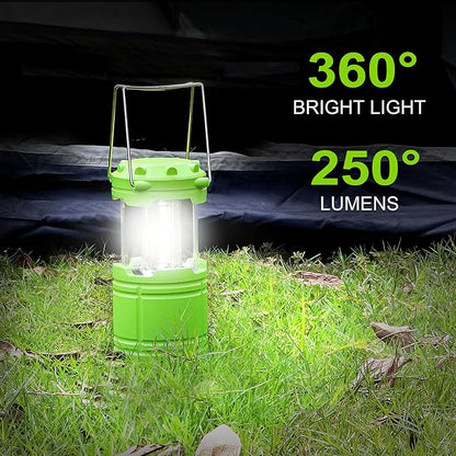 2-Pack Mini LED Camping Lanterns, Portable Camping Lights, Outdoor Tent Lights, Essential Emergency Lights for Power Outages, Hiking, Survival Kit for Hurricane, Green