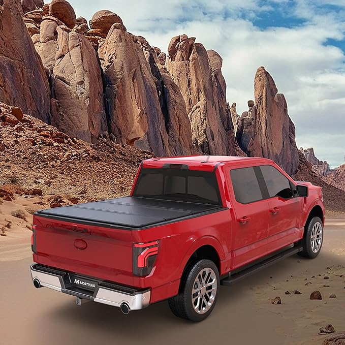 MOSTPLUS 5.5FT Tri-Fold Soft Truck Bed Tonneau Cover On Top Compatible with Ford F150 2015-2025 2026 F-150 Bed 3 Fold Styleside (67Inch)