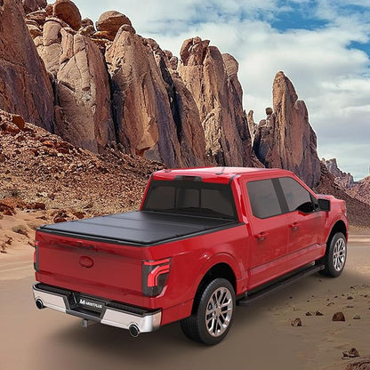 MOSTPLUS 5.5FT Tri-Fold Soft Truck Bed Tonneau Cover On Top Compatible with Ford F150 2015-2025 2026 F-150 Bed 3 Fold Styleside (67Inch)