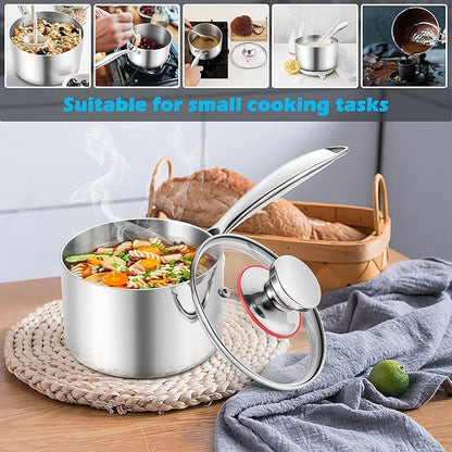 E-far 2-Quart Saucepan, Tri-Ply Stainless Steel Sauce Pan