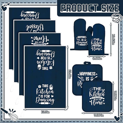 Leinuosen 8 Pcs Kitchen Towels and Oven Mitts Sets Pot Holders Dishcloths Set