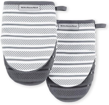 KitchenAid Albany Mini Oven Mitt 2-Pack Set, Charcoal Grey