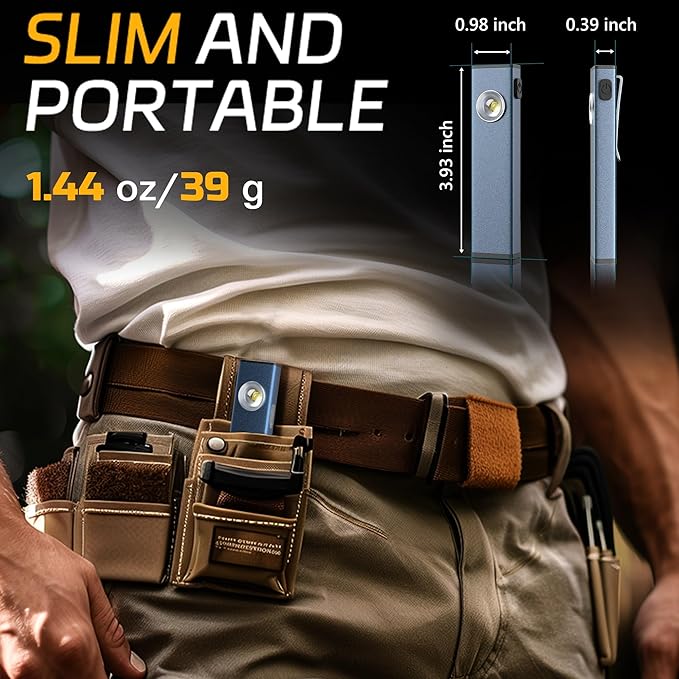 lexall 2 Pack Rechargeable Work Light, 600 Lumens Portable LED Flashlight, Magnetic COB Flat Task Light with Pocket Clip, 3 Modes, Pocket Pen Inspection Light for Repairing, Camping, Hiking, Emergency