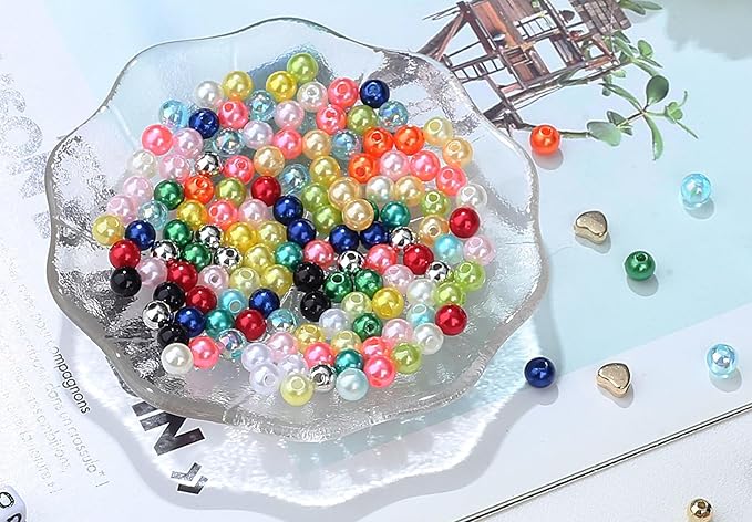 XIANNVXI 1260pcs Pearl Beads Kit for Friendship Bracelet 18color 6mm Colorful Pearl Kandi Letter Beads Kit for Jewelry Making DIY Crafts