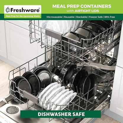 Freshware Meal Prep Bowl Containers [30 Pack] Plastic Bowls with Lids for Soup and Salad, Food Storage Bento Box, BPA Free, Stackable, Lunch Boxes, Microwave/Dishwasher/Freezer Safe (28 oz)