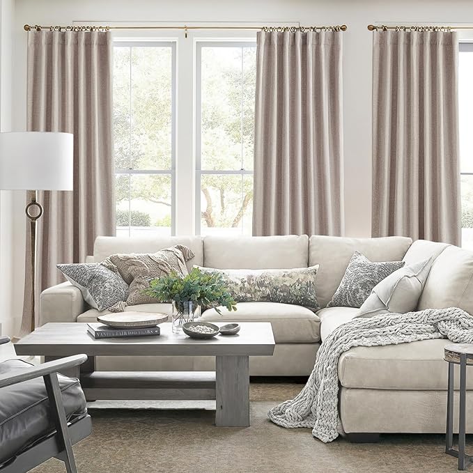 100 Inch Extra Wide Curtains Linen Farmhouse Insulated Thermal Draps