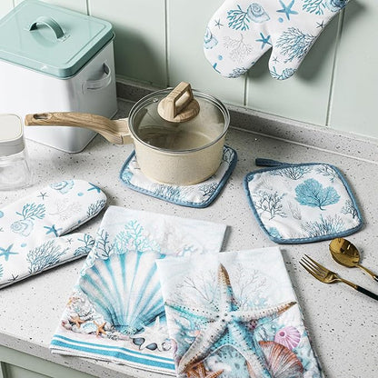 Jingmore 6 Pcs Kitchen Decor Set Accessorie Farmhouse Kitchen Towels Pot