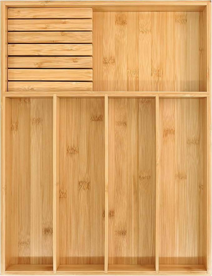 VaeFae Bamboo Silverware Organizer, Utensil Holder