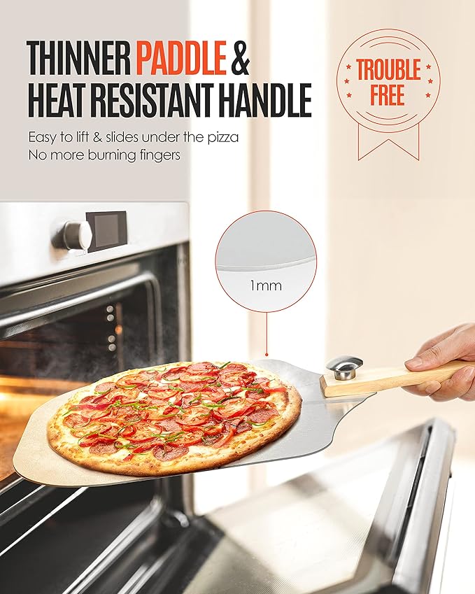 Pizza Peel Aluminum Pizza Spatula, Mooues 12 inch Metal Pizza Paddlewith Rocker