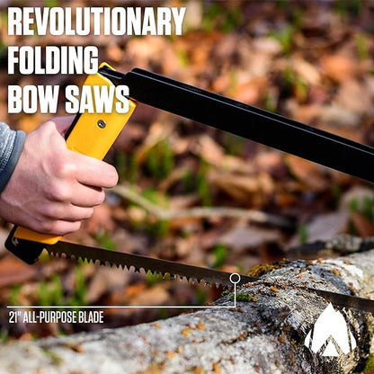 AGAWA - BOREAL21 Backwoods Kit - Includes 21" Folding Saw, Leather Sheath, 21" All-Purpose & 21" Aggressive Saw Blade - For Camping, Hunting & Survival Kit (Black Frame/Yellow Handle)