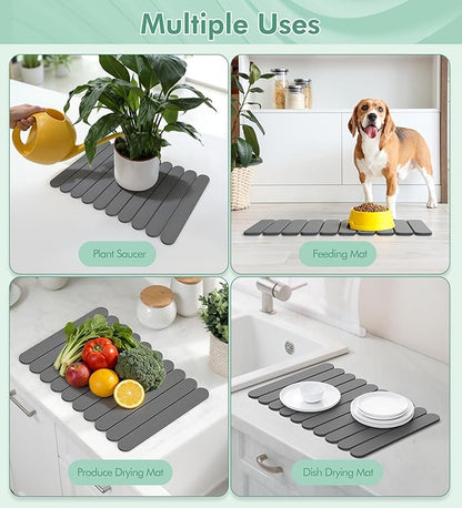 Large Stone Dish Drying Mat for Kitchen Counter, Quick Dry Diatomaceous Earth