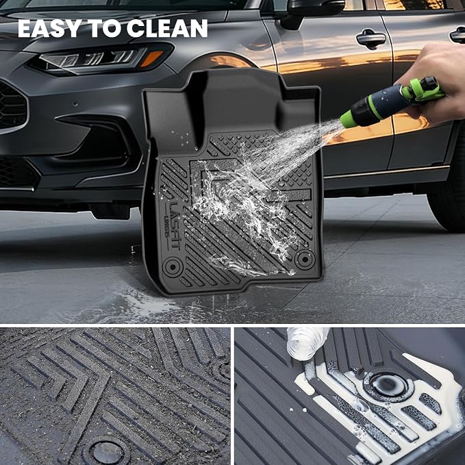 LASFIT Floor Mats & Trunk Mat for Honda Pilot 2016-2022 8 Passenger (No Elite Model), All Weather TPE Custom Fit Floor Liner Accessories, 1st & 2nd & 3rd Row & Cargo Liner with Backrest Mat, Black