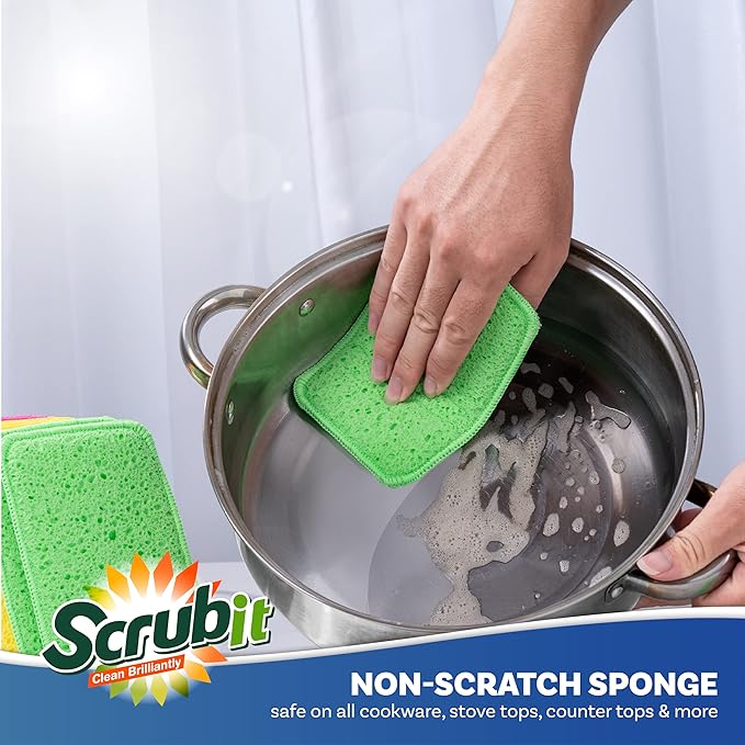 Scrub and Wipe Cleaning Pads – SCRUBIT Dual Sided Scouring Pad and Sponge