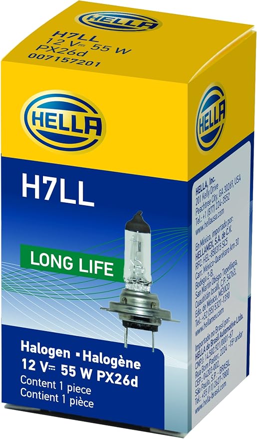 HELLA H7LL Long Life Bulb, 12V, 55W (Pack of 2)