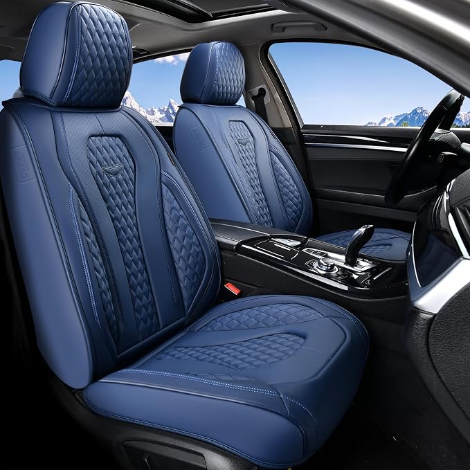 Coverado Seat Covers, Car Seat Covers Front Seats, Blue Car Seat Cover, Waterproof Car Seat Covers, Car Seat Cushion, Front Car Seat Covers Leatherette Car Seat Protector Universal Fit Most Cars