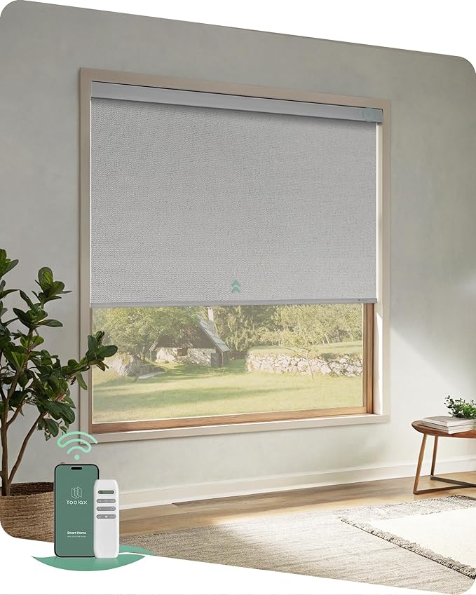 Yoolax Motorized Blinds with Remote, Automatic Roller Shades Cordless Electric