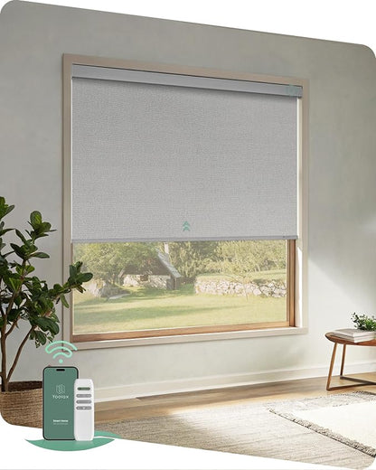 Yoolax Motorized Blinds with Remote, Automatic Roller Shades Cordless Electric