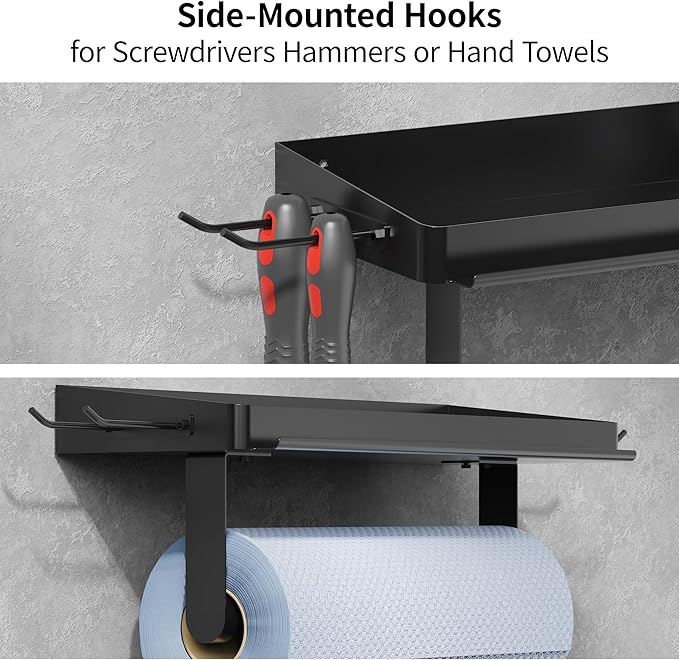 ZUNTO 3-in-1 Wall Mount Garage Paper Towel Holder