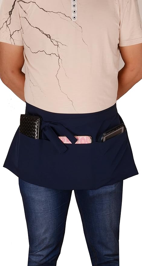 Resist water 3 big Pockets Waist Server Apron Kitchen Restaurant Unisex Half