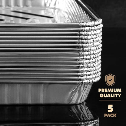 PLASTICPRO Aluminum Pans 5 Pack Disposable Cookie Sheets 9'' x 13'' Baking Pans
