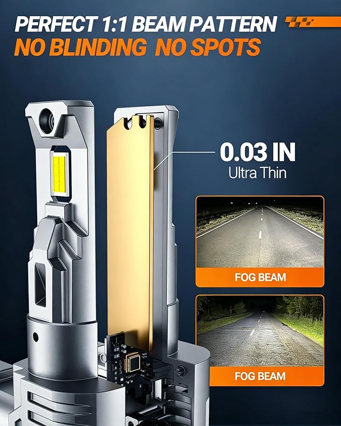SEALIGHT 9005 9006 Bulbs Combo, 800% Brightness 100000LM, 6500K White Super Bright 9005/HB3 9006/HB4 Fog Light Bulbs, Plug and Play, Pack of 4