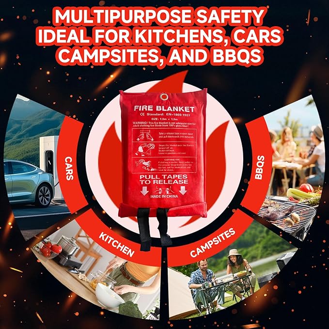 30 Packs Fire Blanket ??39.37x39.37 Inches, 1100??Heat Resistant, Emergency Fire Suppression Blanket for Kitchen, Home, Car, Camping ??Easy to Use, Non-Toxic, Reusable, Compact & Lightweight