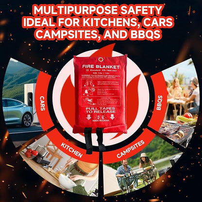 30 Packs Fire Blanket ??39.37x39.37 Inches, 1100??Heat Resistant, Emergency Fire Suppression Blanket for Kitchen, Home, Car, Camping ??Easy to Use, Non-Toxic, Reusable, Compact & Lightweight