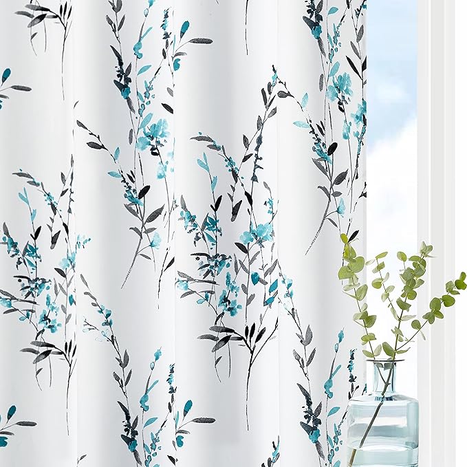MYSKY HOME Floral Curtains for Living Room Thermal Insulated Light Blocking