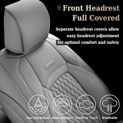 Coverado Gray Ford F150 Seat Covers Full Set, Car Seat Covers Waterproof Faux Leather Full Coverage Protector Pickup Truck Car Seat Cushion Cover Fit for 2015-2026 Ford F150, 2017-2026 F250 F350 F450