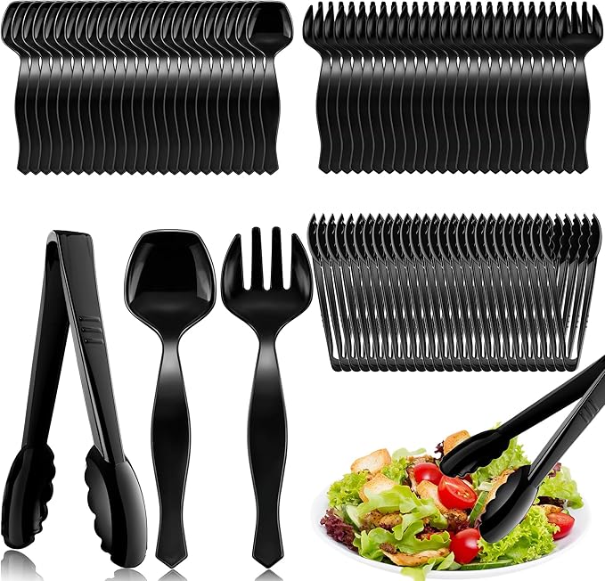 Mwellewm 72Pcs Plastic Serving Utensils Set Large Disposable Serving Spoons