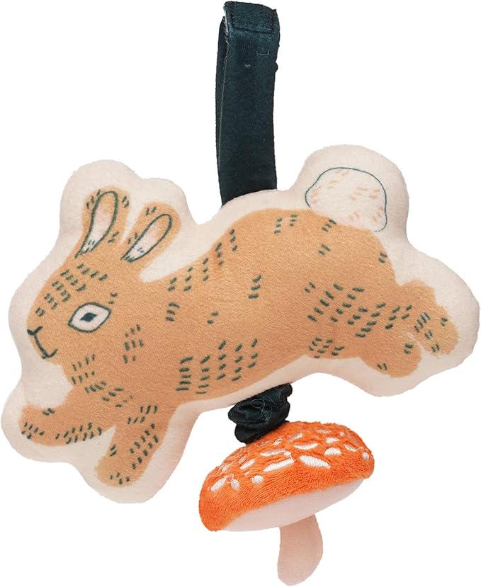 Manhattan Toy Button Bunny Brahm's Lullaby Pull Musical Toy with Baby Chime and Adjustable Fabric Loop for Carriers and Cribs