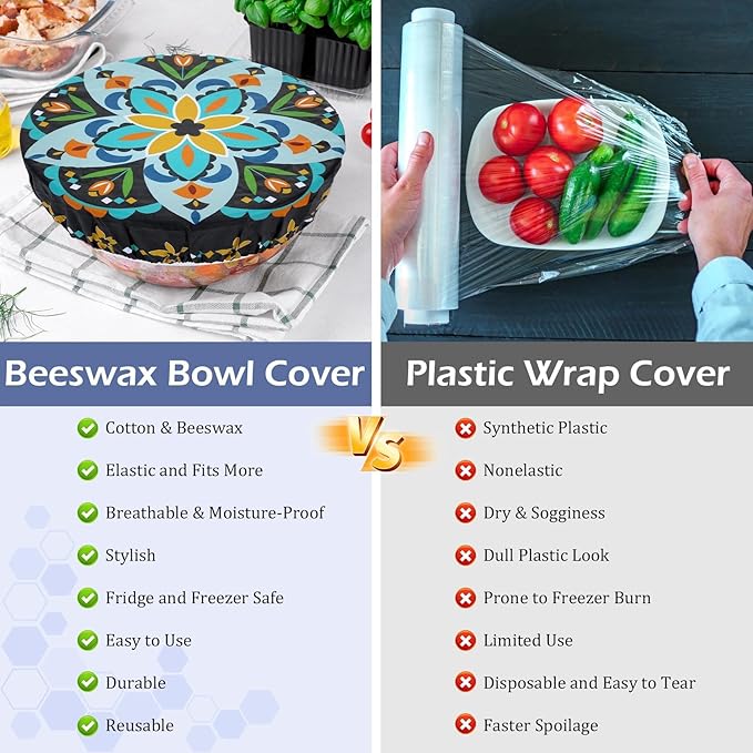 5-Size Reusable Beeswax Bowl Covers