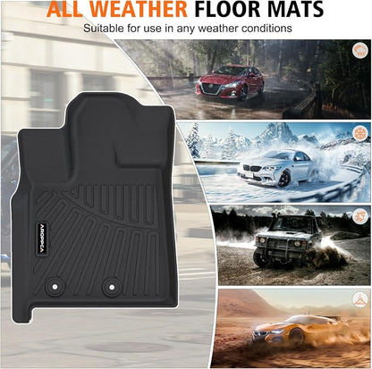 All Weather Car Floor Mats for 2025 2026 Nissan Armada/Infiniti QX80 8 Seats, TPE Rubber Floor Liners Anti-Slip Full Set Automotive Mats for 2025 2026 Nissan Armada Accessories