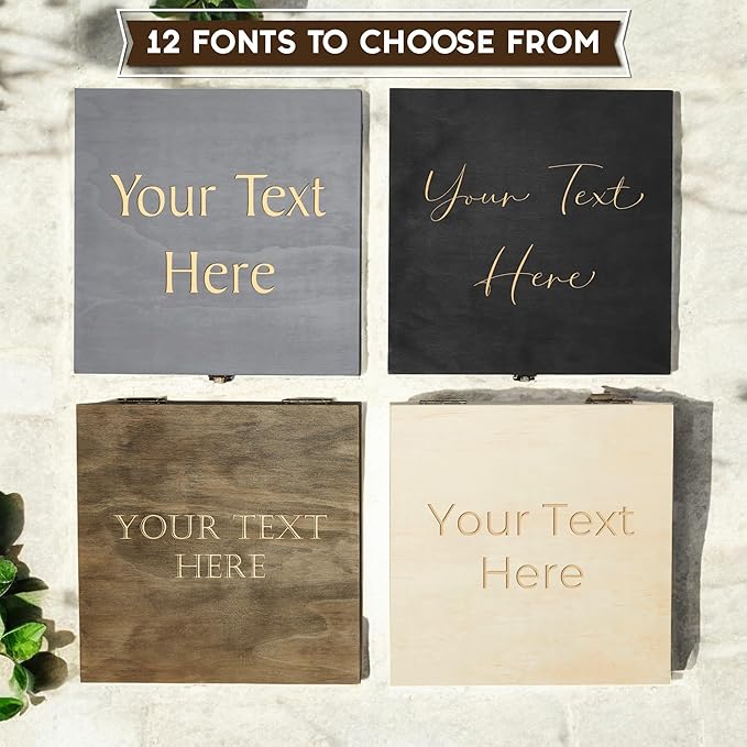 Personalized Wooden Keepsake Box - Custom Memory Box for Photos Jewelry Letters Rustic Memento Box for Wedding Anniversary Birthday Thanksgiving Retirement Gifts Engraved Keepsakes - Storage Boxes