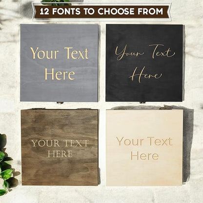 Personalized Wooden Keepsake Box - Custom Memory Box for Photos Jewelry Letters Rustic Memento Box for Wedding Anniversary Birthday Thanksgiving Retirement Gifts Engraved Keepsakes - Storage Boxes