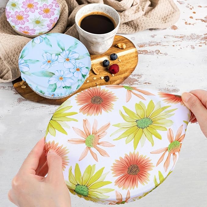 5 Pieces Bowl Covers Reusable, 5 Size Elastic Cloth Bowl Covers