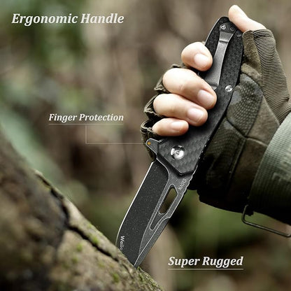 Folding Tactical Knife - Carbon Fiber Handle Liner Lock, S35VN Powder Steel Sharp Blade - 3.35'' Pocket Knife for Fishing Hiking Hunting Survival, Personalized Gifts. Eagleye Series