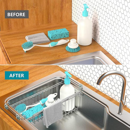 Over The Kitchen Sink Caddy Sponge Holder Organizer Drying Rack Expandable