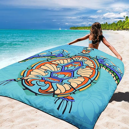 WIWIGO Beach Blanket Waterproof Sandproof Beach Mat 79" X 83"/10'x9'for 2-8