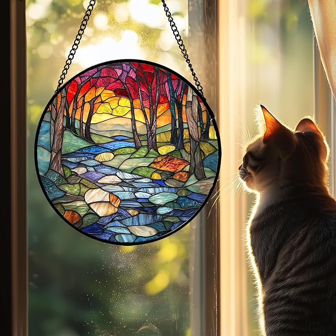 AMDERVEN Stained Glass Window Hanging