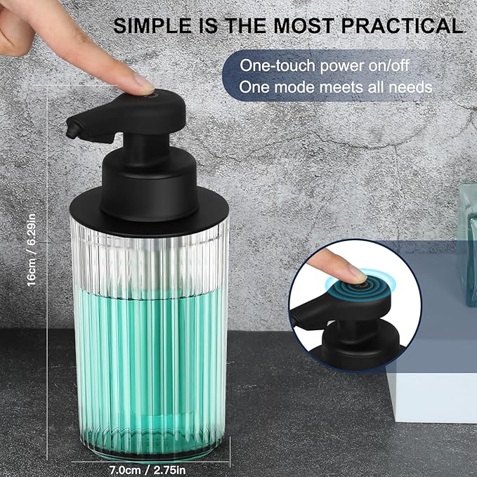 Automatic Soap Dispenser Foaming Touchless: 9oz Black Plastic
