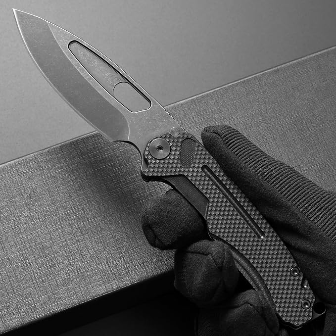 Ccanku C1136 Folding Knife,D2 Steel Blade+ G10&Steel Handle EDC Tool,Outdoor Hunting Camping Knife(Black)