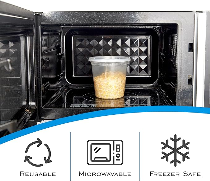 EDI [24 OZ, 50 Sets] Plastic Deli Food Storage Containers with Airtight Lids | Microwave-, Freezer-, Dishwasher-Safe | BPA Free | Heavy-Duty | Meal Prep | Leakproof | Recyclable