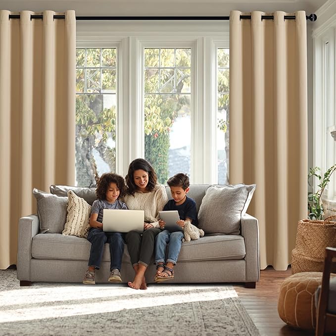 JIUZHEN Beige Blackout Curtains