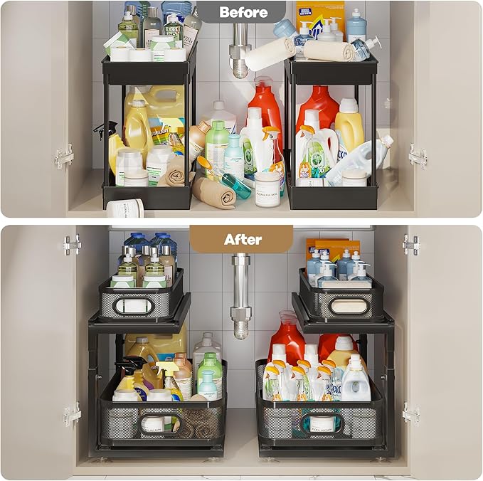 2 Pack 21IN-Depth Under Sink Organizer
