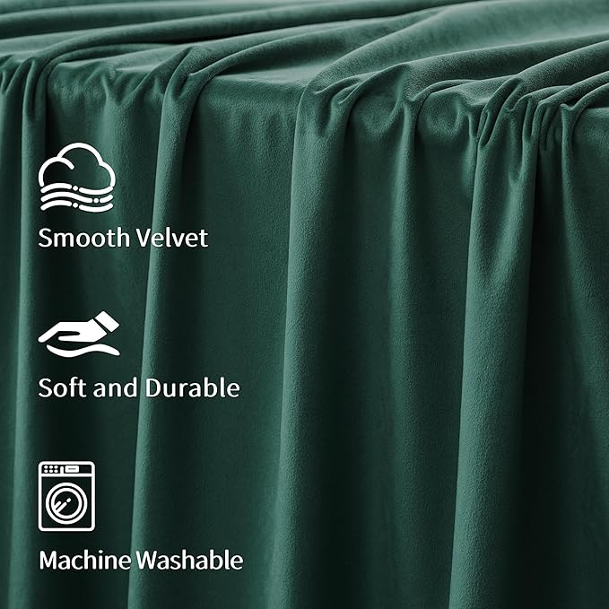 FMFUNCTEX Velvet Curtains Emerald Green Thermal Insulated Curtains